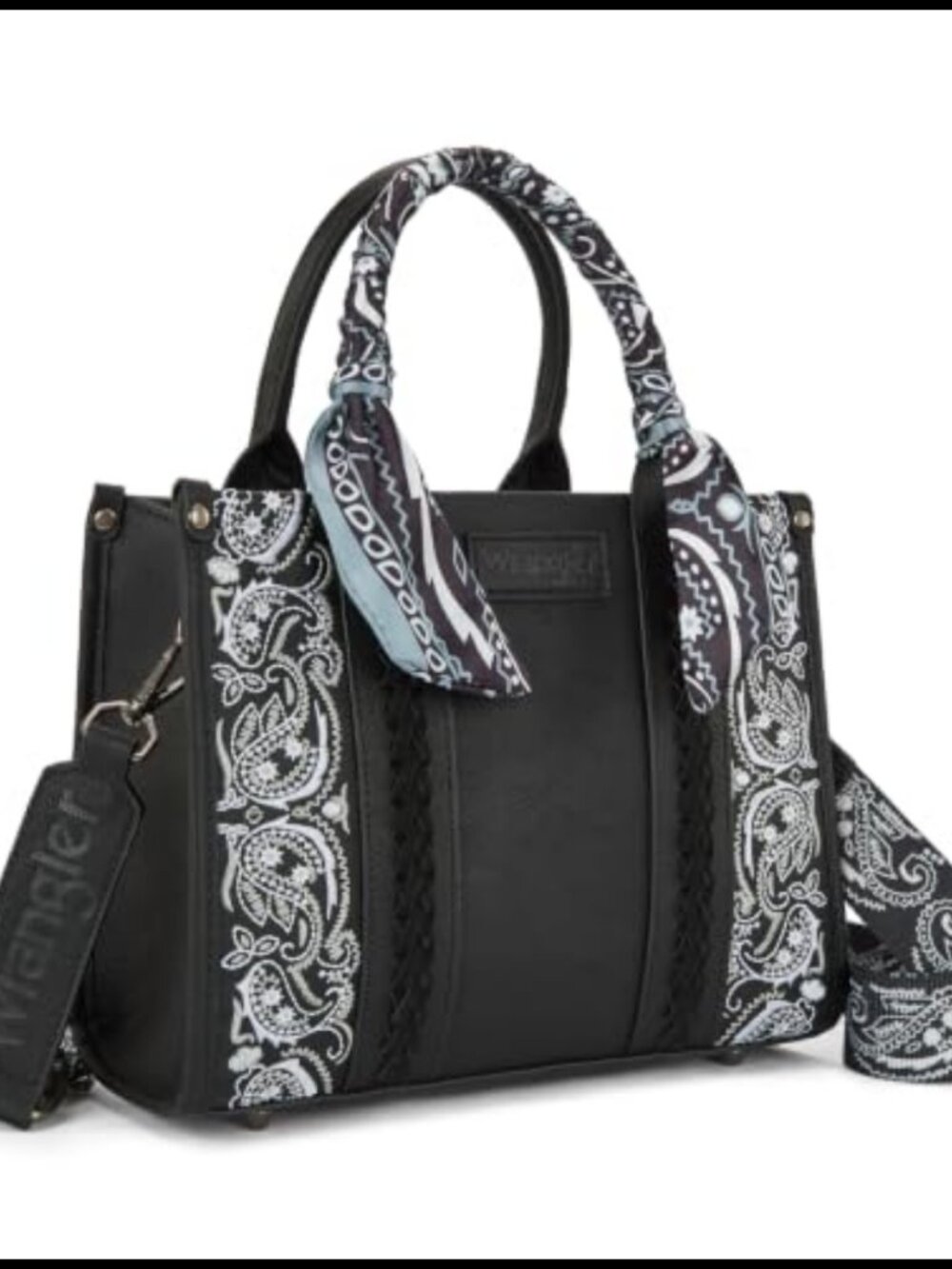 PU Leather Satchel Tote Bag Embroidered Top Handle Crossbody